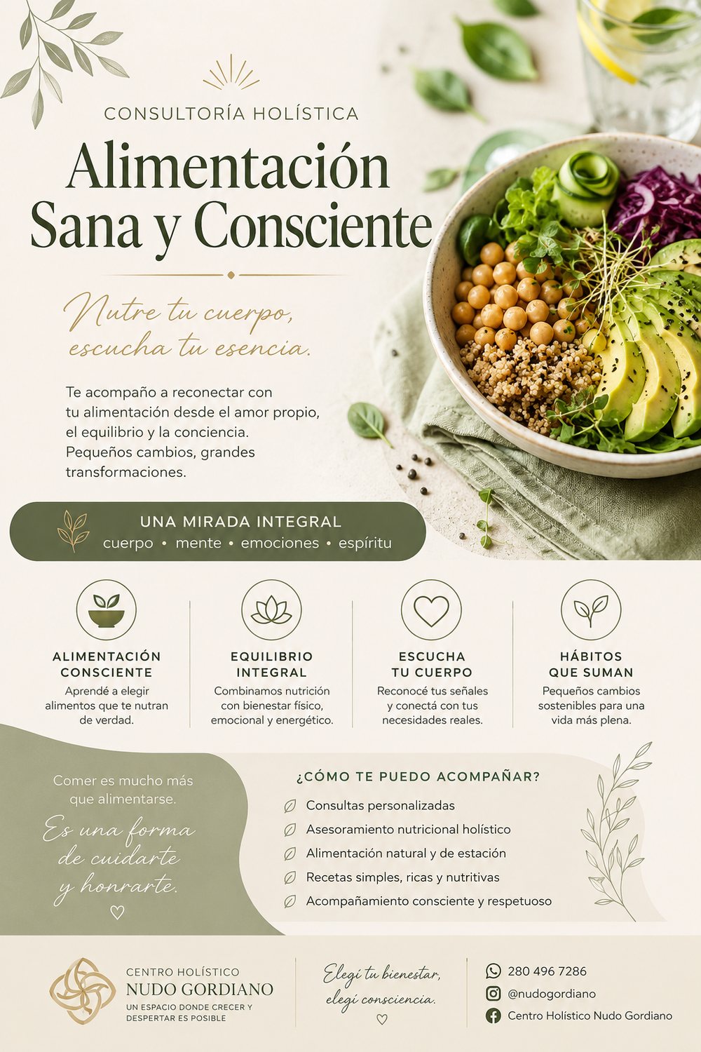 Afiche de alimentación sana y consciente